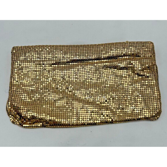 VINTAGE 1980s Whiting & Davis Gold Chainmail Zip Clutch ~ Mesh Evening Bag/Purse - Picture 11 of 11